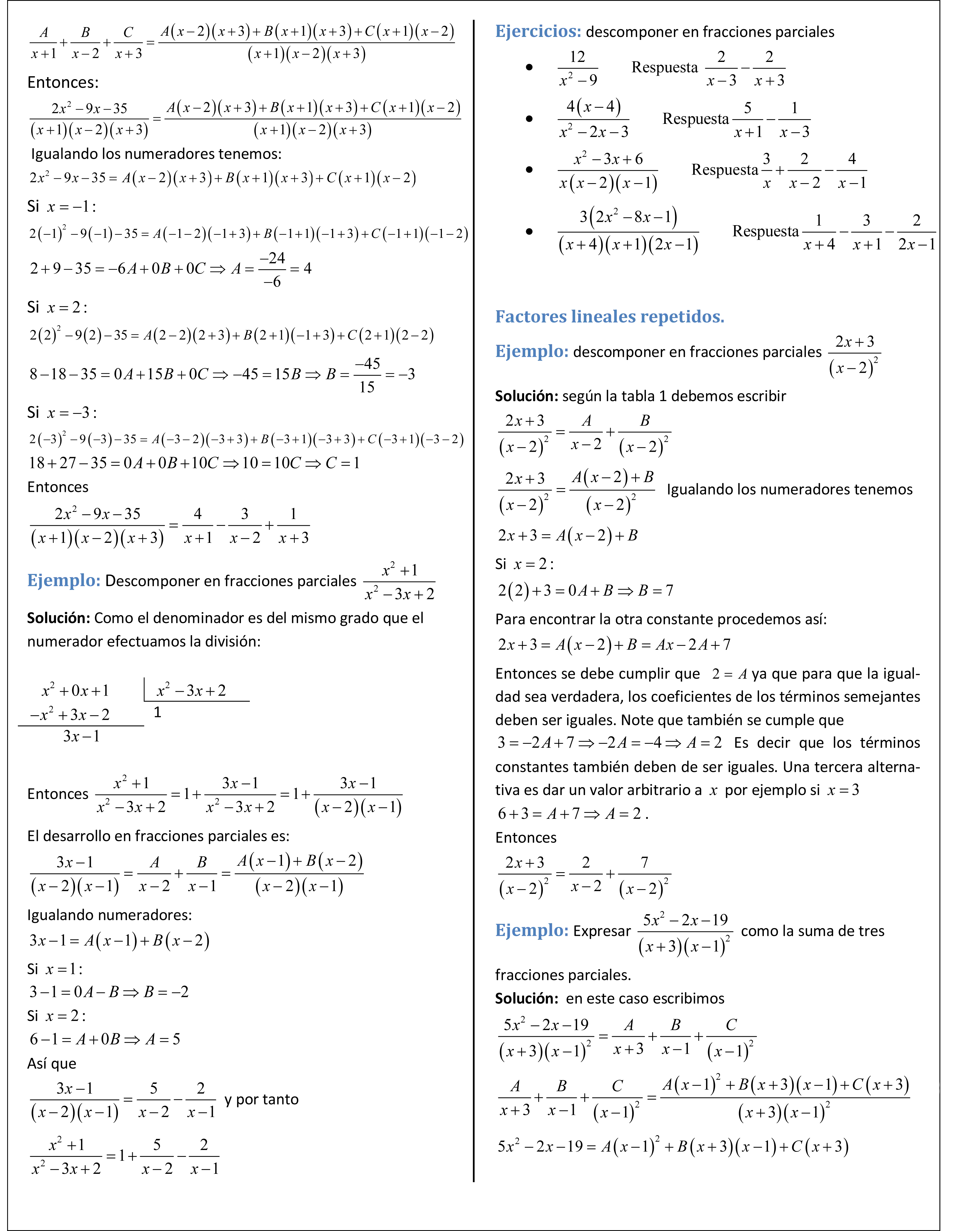 fracciones parciales