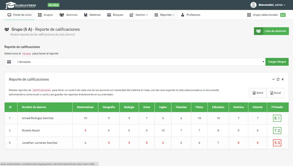 Sistema de gestion escolar