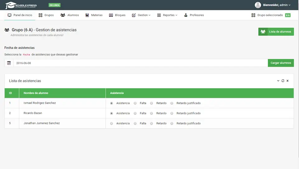 Sistema de gestion escolar PHP y MysQ