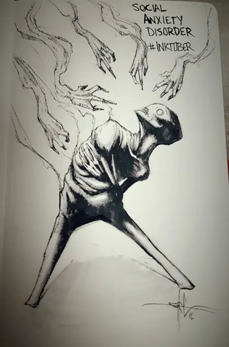 Artista ilustra el miedo sienten la persona con desórdenes