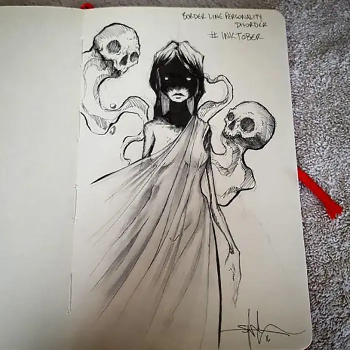 Artista ilustra el miedo sienten la persona con desórdenes