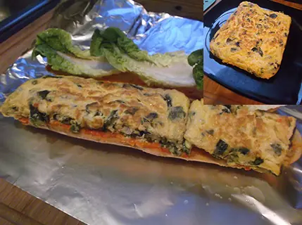 Bocadillo de wacame y bacalao