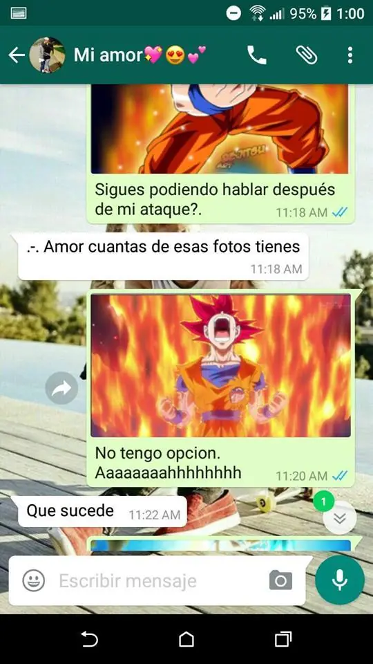 fanático de Gokú trolea a su novia vía WhatsApp