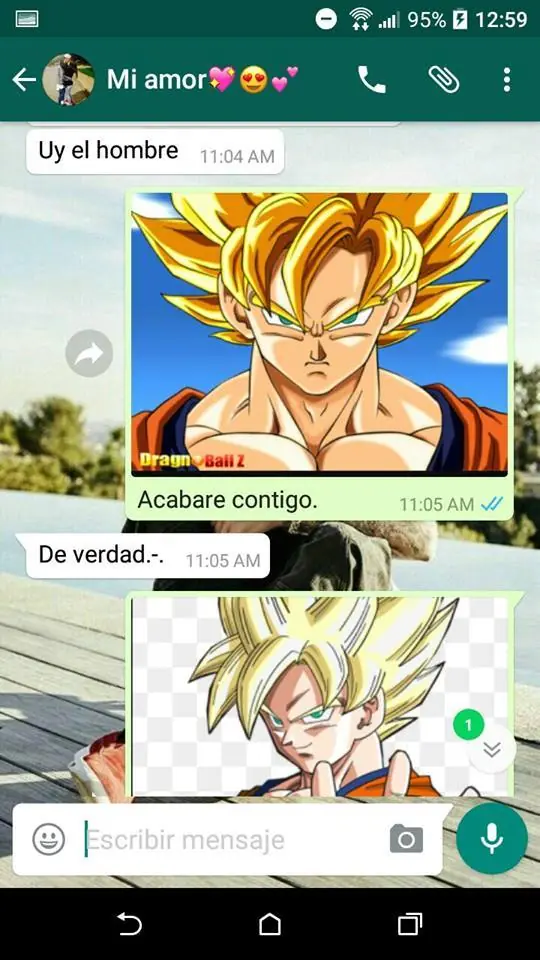 fanático de Gokú trolea a su novia vía WhatsApp