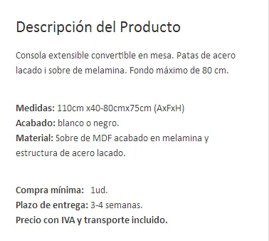 Mesas ConsolaVirgo 75CM4080 & Virgomesas