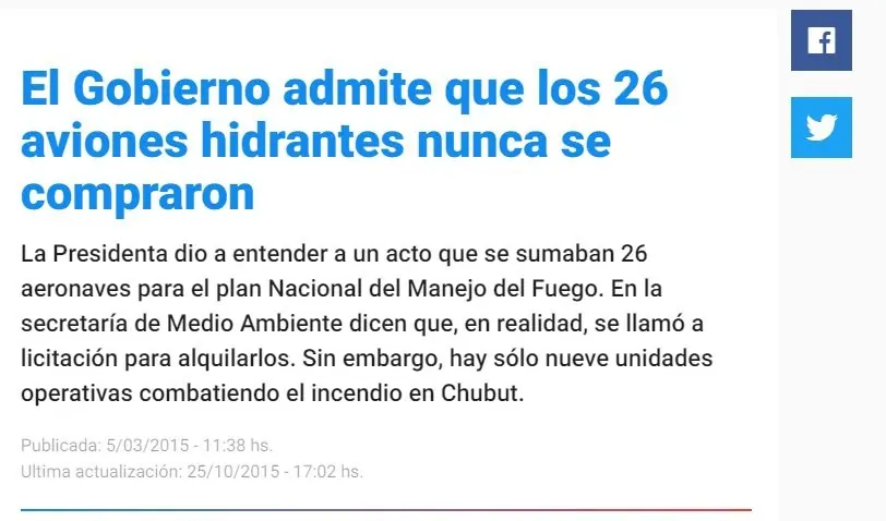 Desmiento "la posta" sobre los Aviones Hidrantes