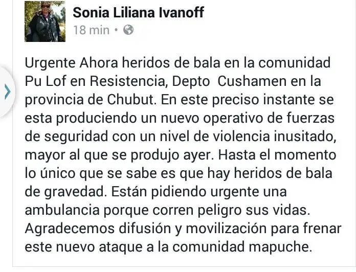 [Urgente] Reprimen a Mapuches en Chubut con balas de plomo