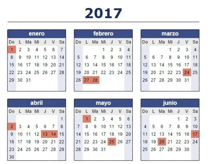 Así quedaría el calendario de feriados 2017