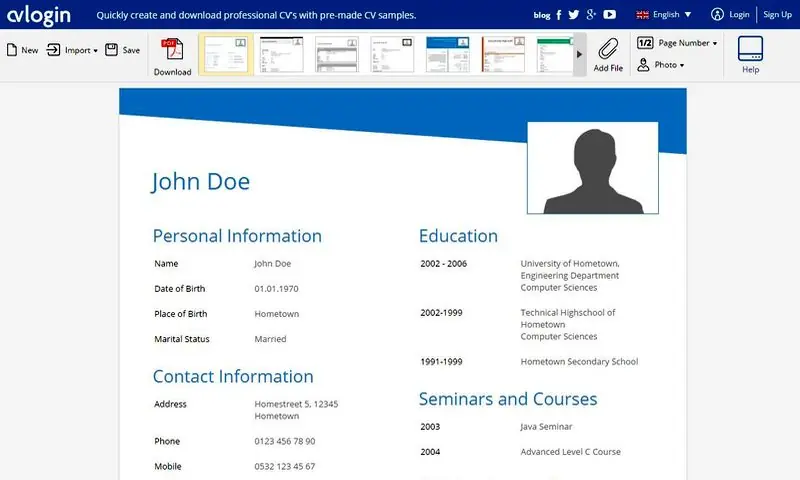 curriculum vitae online gratis