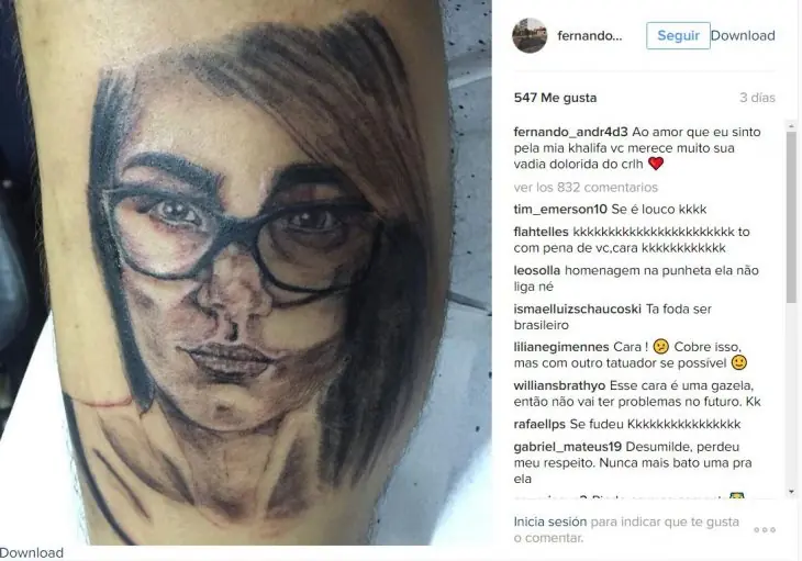 Mia Khalifa acaba con las ilusiones de fan se tatuó su cara