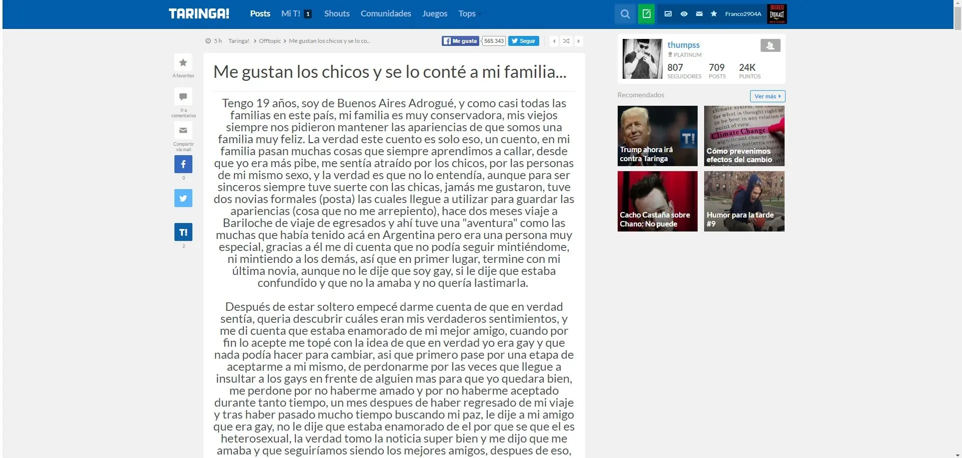 me gustan los chicos y se lo conte a mi familia