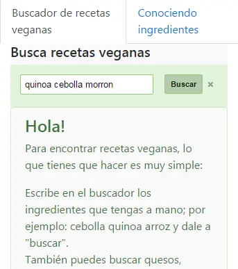 Buscador de recetas para veganos