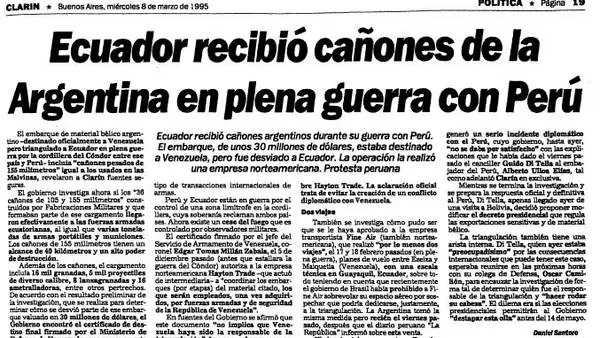 La venta de armas argentinas de Menem a Ecuador La venta de armas argentinas de Menem a Ecuador