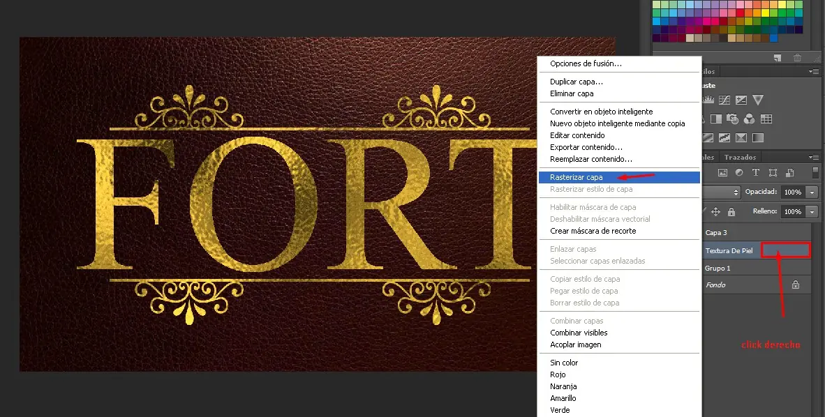 Ps│Creá un texto de oro con fondo de cuero fácil Ps│Creá un texto de oro con fondo de cuero fácil