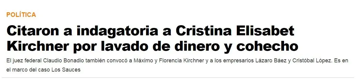 Urgente! CF Kirchner va a Indagatoria por Lavado y cohecho
