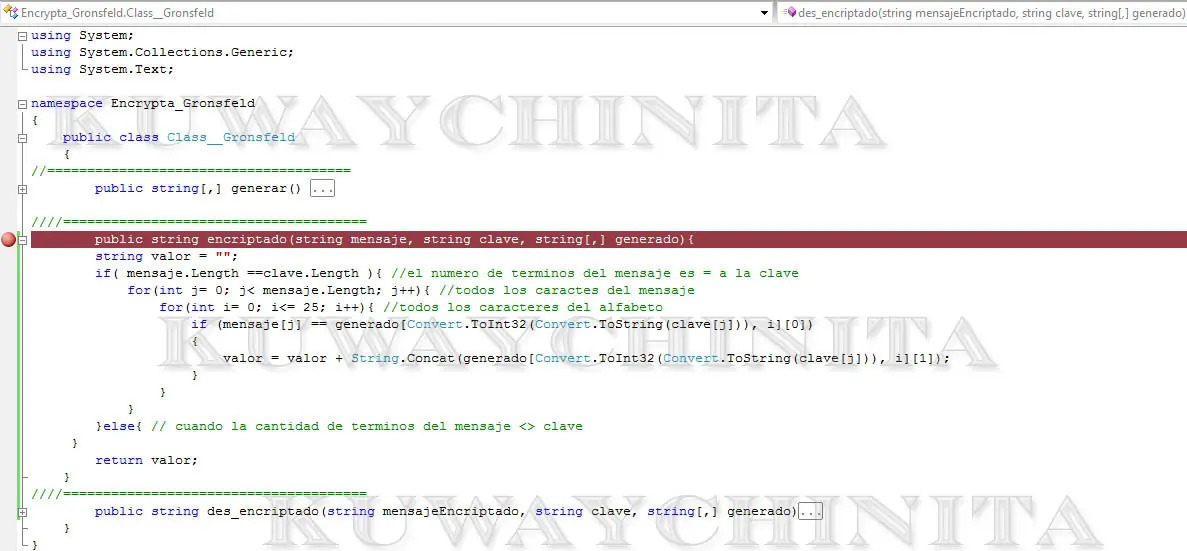 Programación: método de cifrado Gronsfeld (parte II)