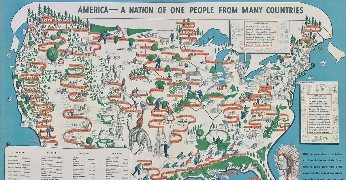 Mapa de 1940 muestra a EEUU como una nación de inmigrantes