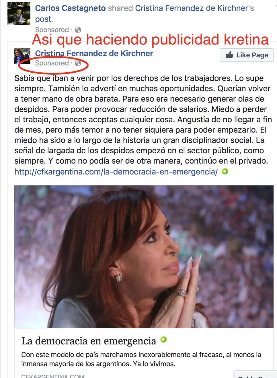Algo en lo que los kukas y clarin concuerdan. Vengan dea1