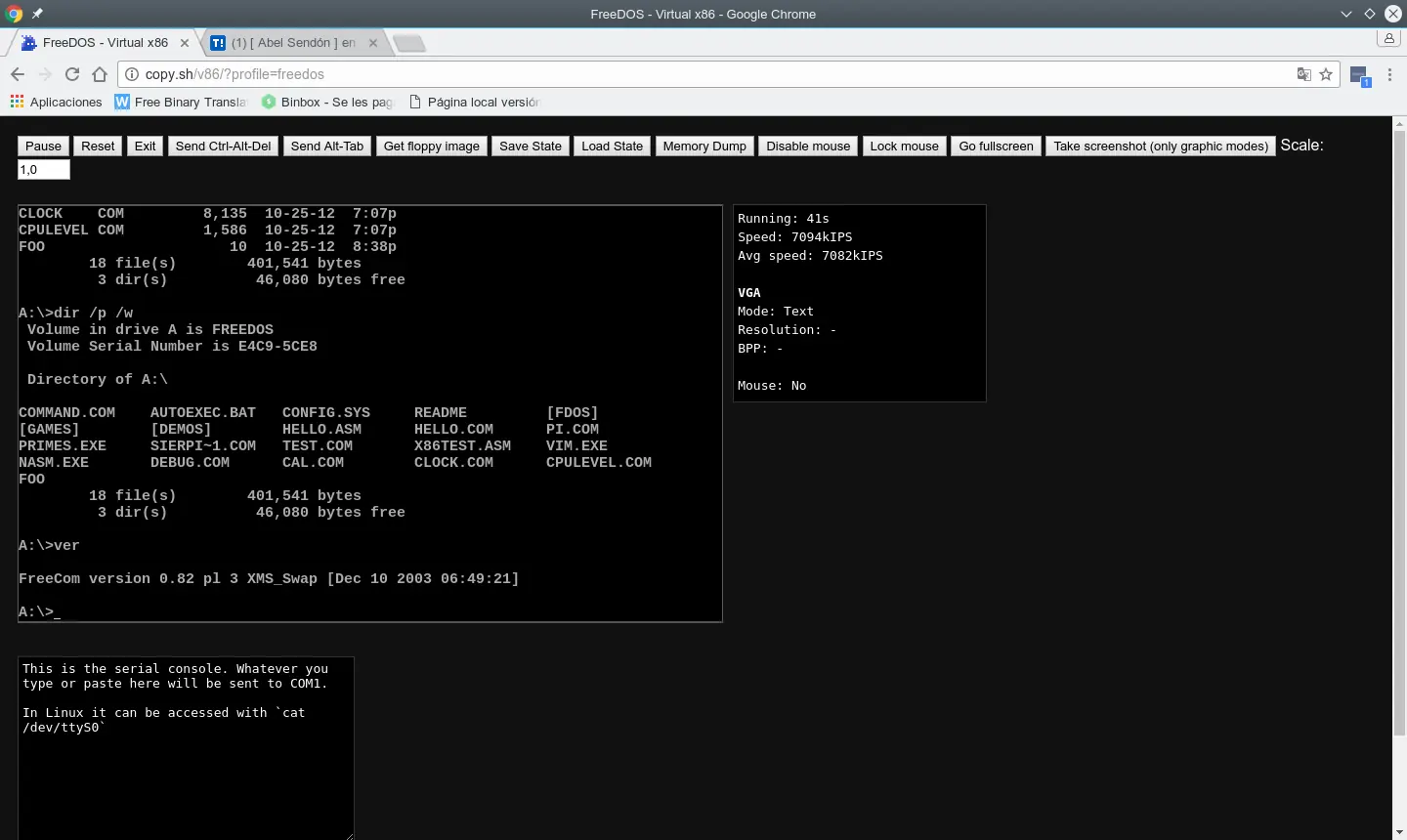 x86 desde el navegador
