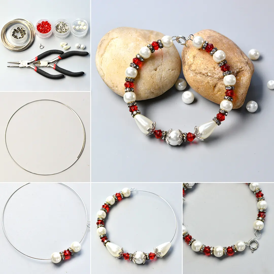 Simple flor perla pulsera tutorial