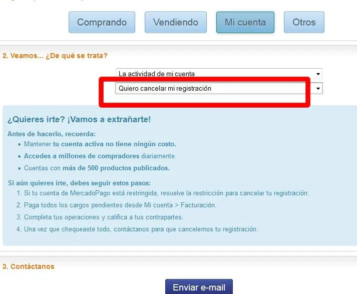 Mercadolibre dar de baja la cuenta Mercadolibre dar de baja la cuenta