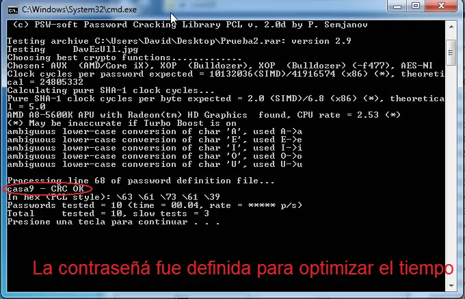 Recuperar contraseña de archivo Win RAR