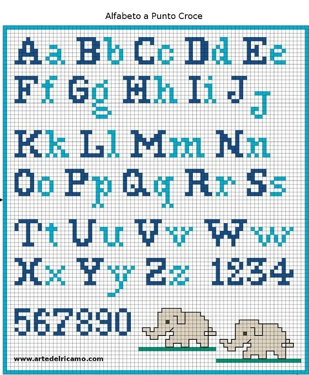 Letras en punto de cruz