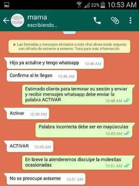 Trolleo a madre. Presione ACTIVAR.
