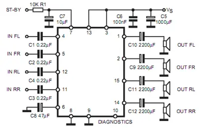 Amplificador TDA7377 2.0 2.1 4.0 de 12V