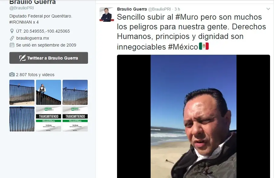 Un diputado mexicano se subió al muro con EEUU