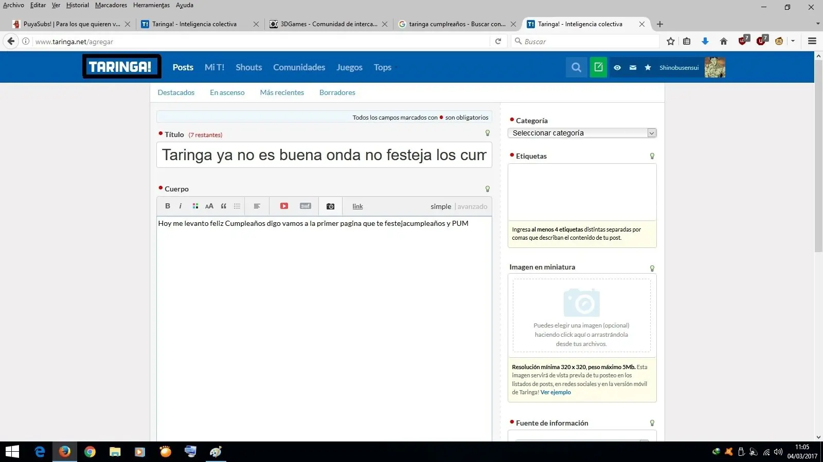 Taringa ya no es buena onda no festeja los cumpleaños
