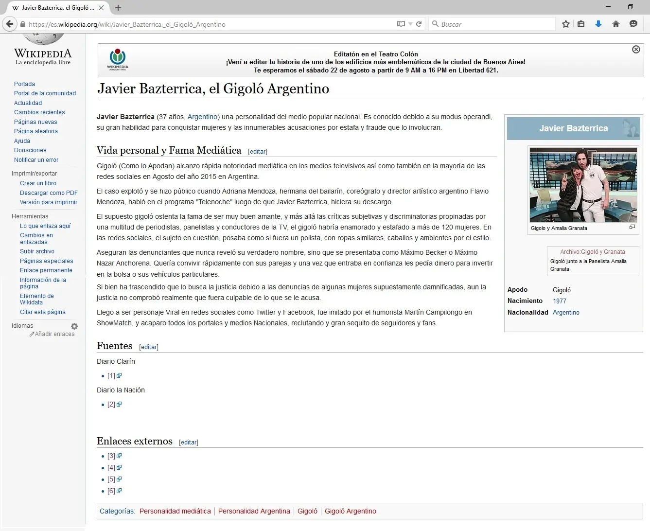 El Gigoló Bazterrica ya está en Wikipedia!