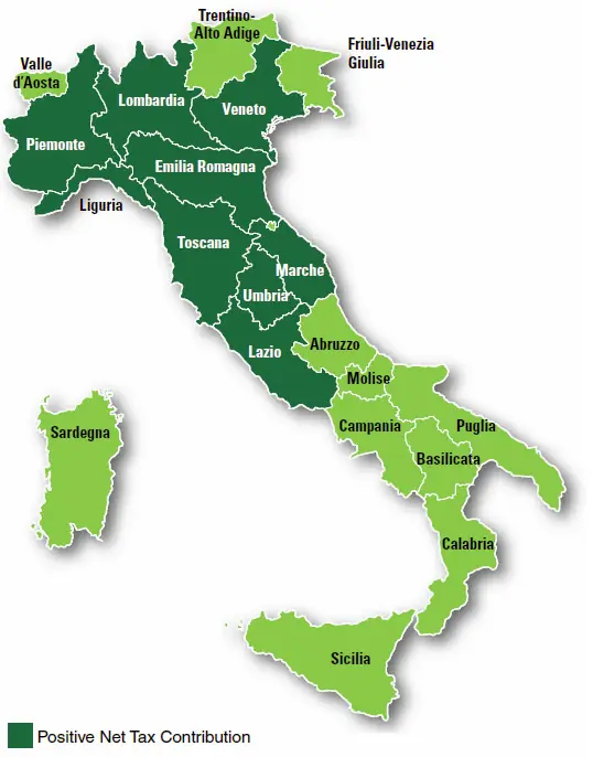 Diferencia entre Italia del Norte e Italia del Sur