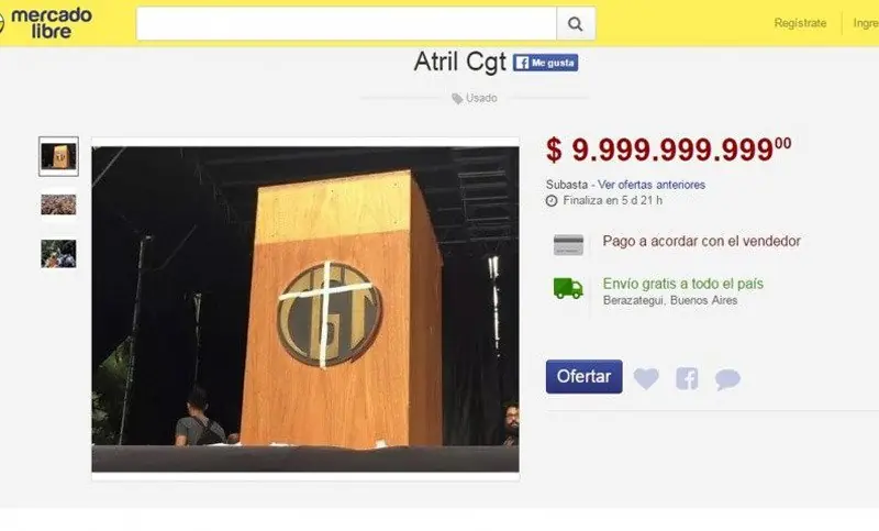 Atril de la CGT en Mercado Libre (capturas)