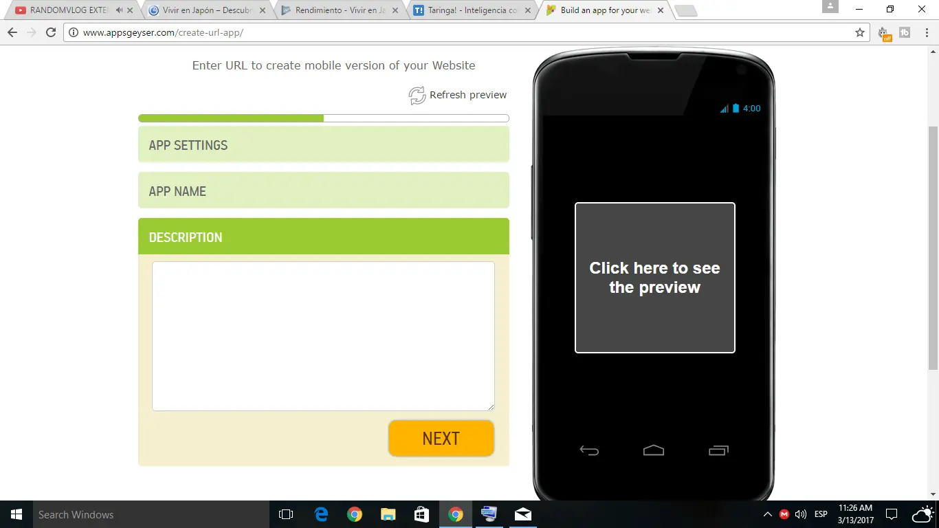 hacer aplicacion