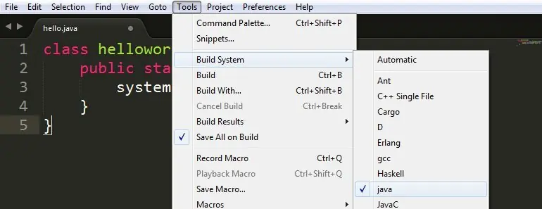compilar y ejecutar java desde sublime text