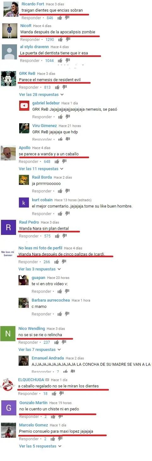Los comentarios en youtube de la nueva " Wanda "