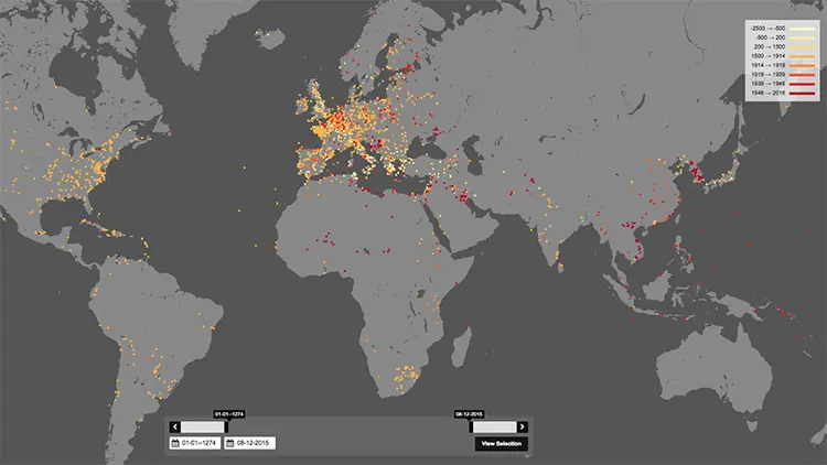 Mapa todas las batallas del mundo de los últimos 4.000 años