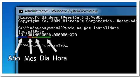 ¿Cómo saber cuándo se instaló Windows 7, 8, Vista, XP?