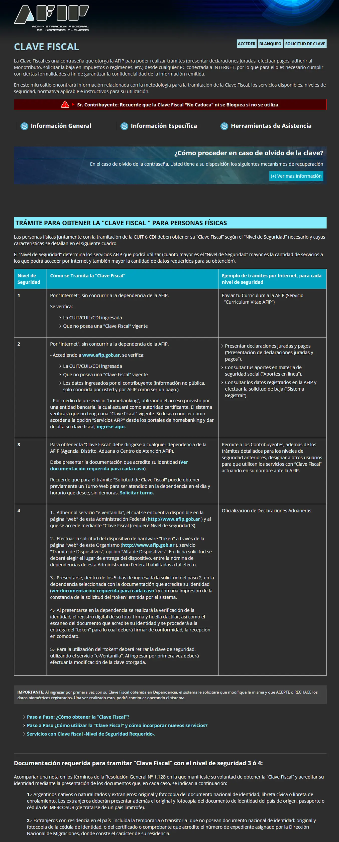 AFIP: Como generar la clave fiscal