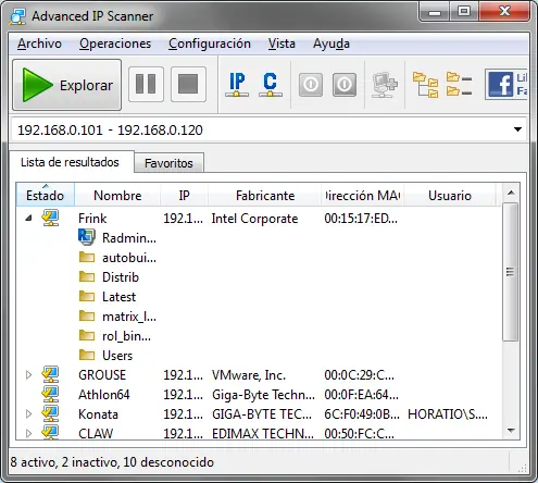 Advanced IP Scanner v 2.2. ver quien esta conectado a tu red