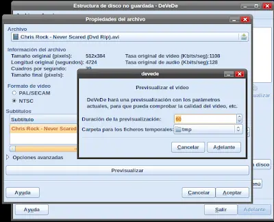 Tuto: Crea DVDs con Subtitulos a partir de Avi con Devede.