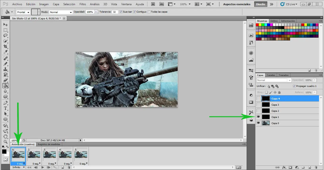 Como hacer lluvia animada en photoshop