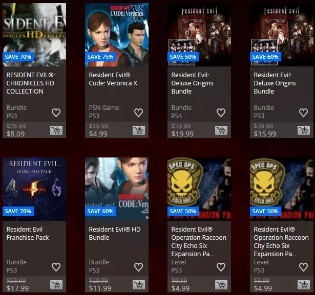 Playstation 4 y Playstation 3 con ofertas en Resident Evil