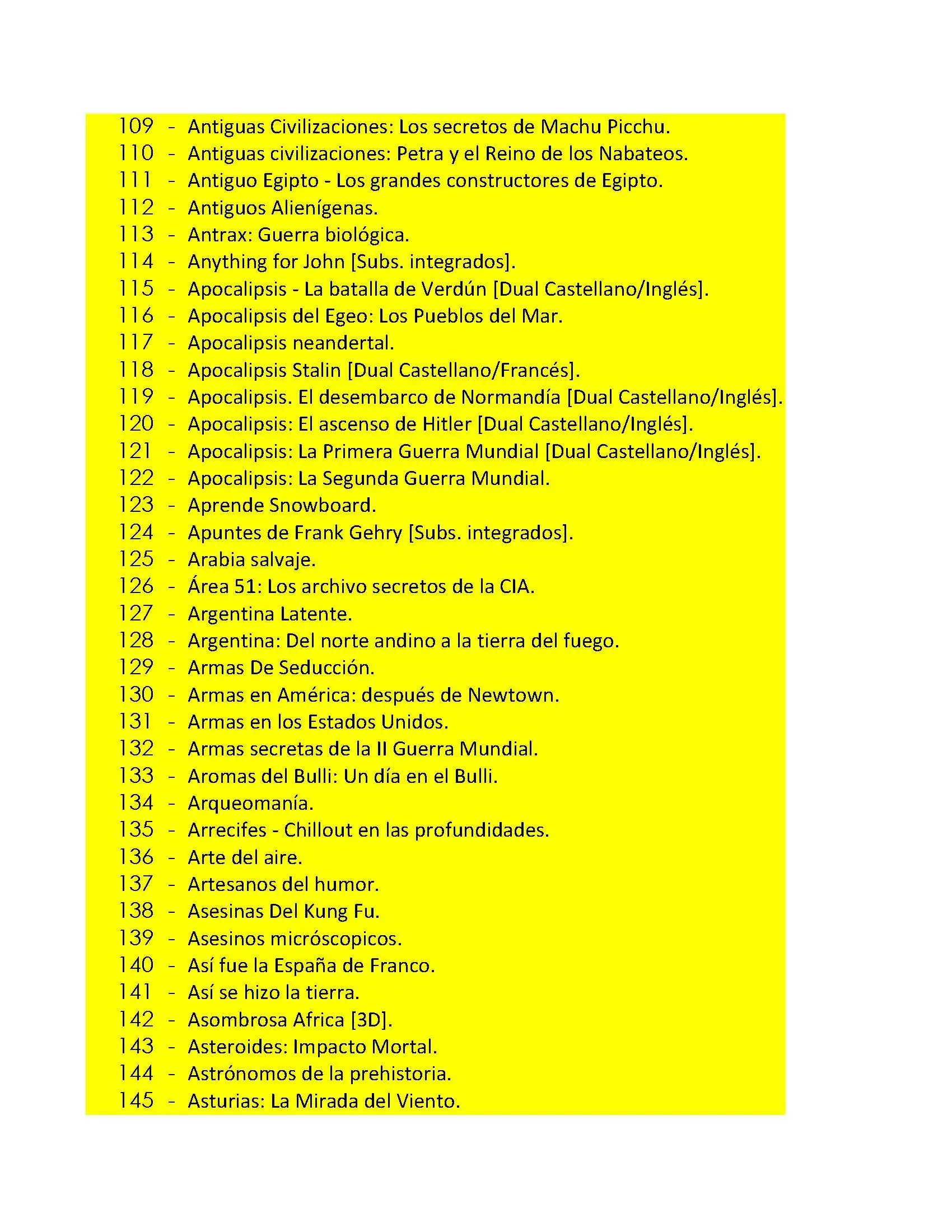 Demasiados Documentales