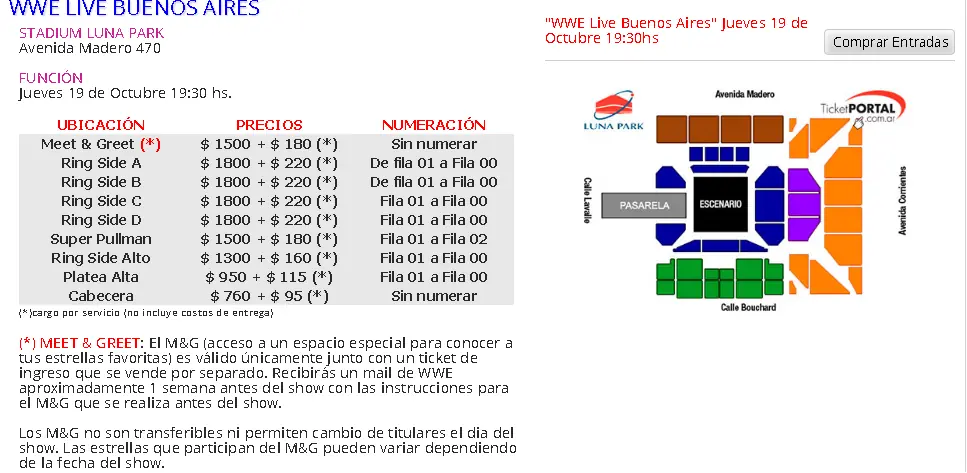 entradas WWE en argentina