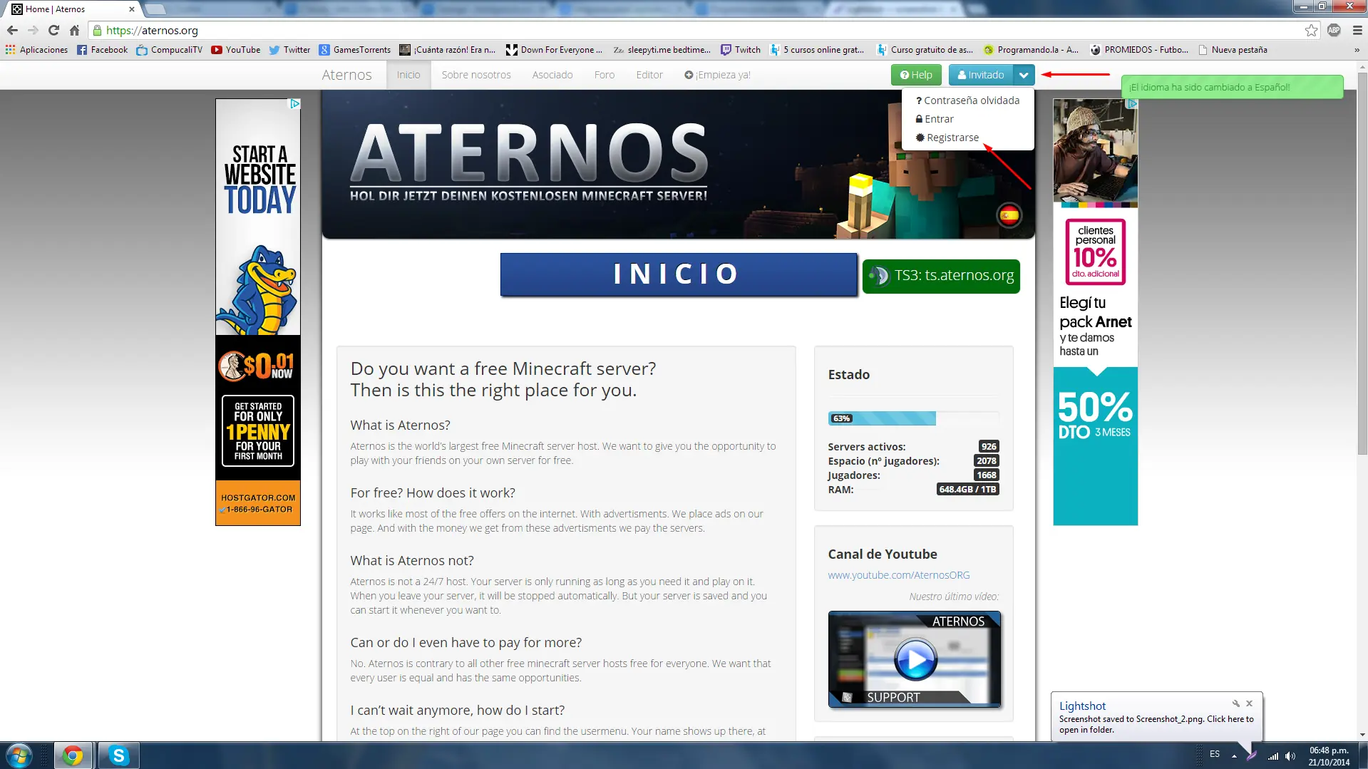 ¿Queres jugar a Minecraft con tus amigos gratis? Aternos