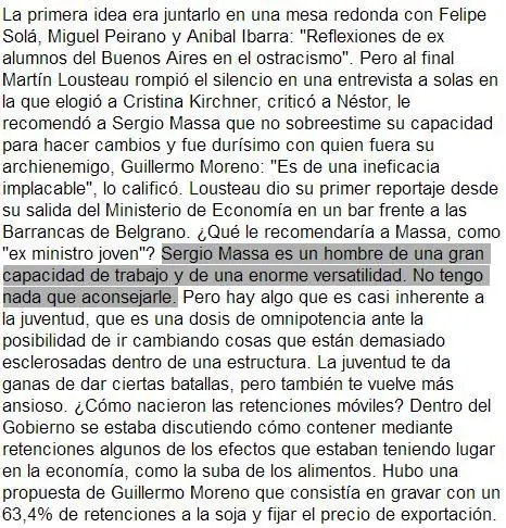 lousteau elogia a CFK lousteau elogia a CFK