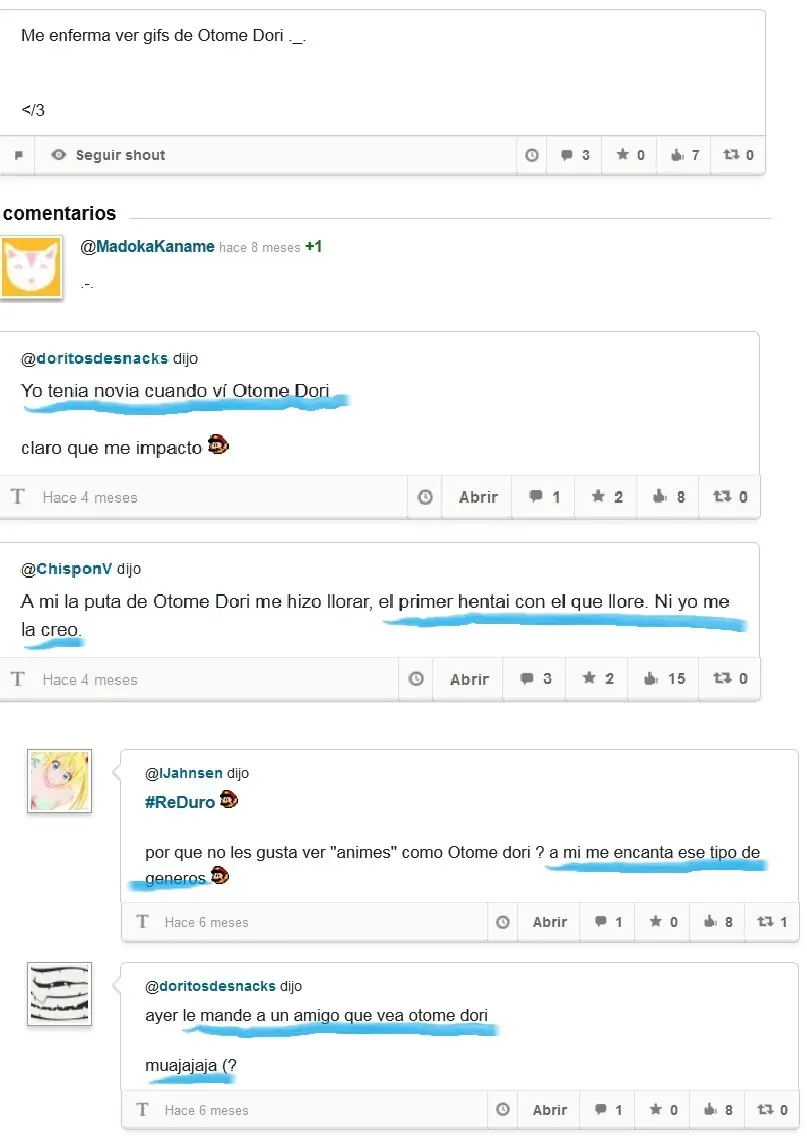 Los mejores comentarios sobre Otome no dori(Parte 2) Los mejores comentarios sobre Otome no dori(Parte 2)