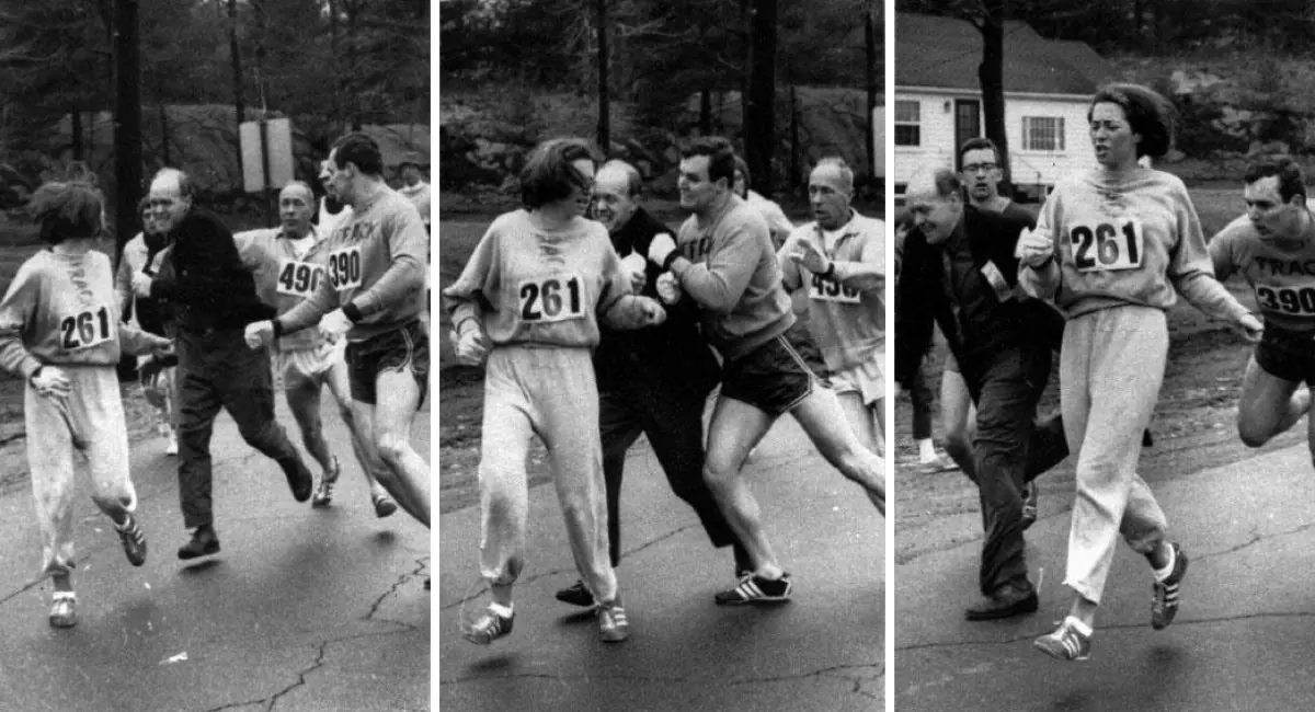 La atacaron por ser mujer y correr la Maratón de Boston